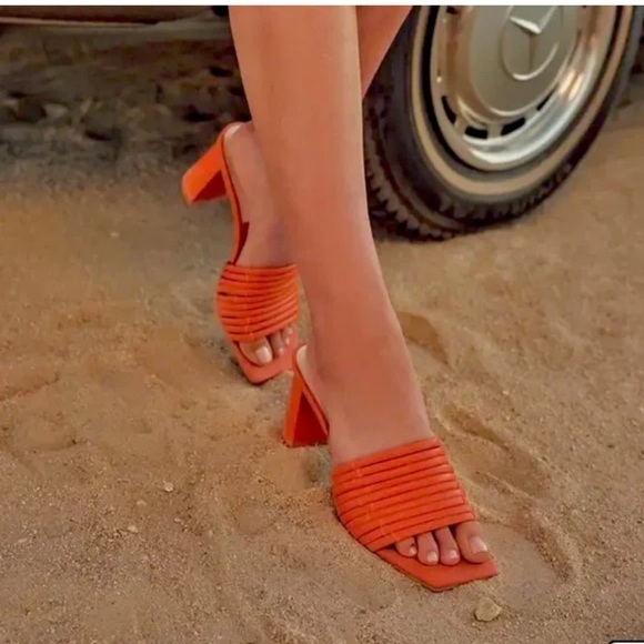 Dolce Vita priana Orange Heeled Mules sandals size 7.5 - Picture 3 of 13